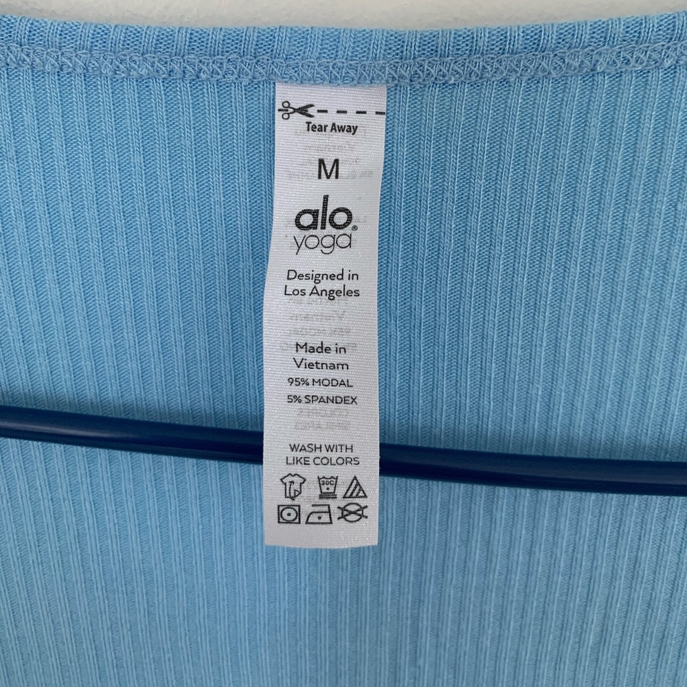ALO Yoga Light Blue Ribbed Open Cardigan - Picture 3 of 4